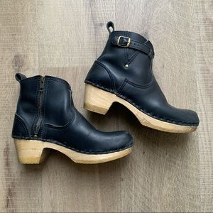 No.6 Leather Clog mid Heel Buckle Boot